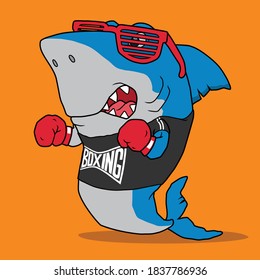 Cool boxer shark, vector design.