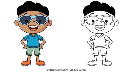 Cool Boy Cartoon Coloring Page For Kids