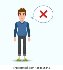 Cool boy character saying "no"