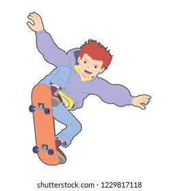 Cool Boy Doing Sick Skateboard Trick , Illustration Vector