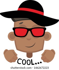 Cool boy with glasses, illustration, vector on white background.