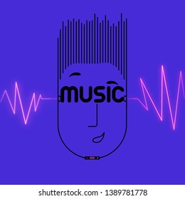 cool boy listening to music. enjoying a song. Object in flat cartoon style. Vector illustration