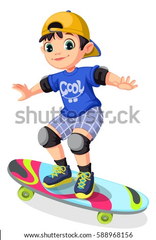 cool boy on skateboard stock vector royalty free 588968156