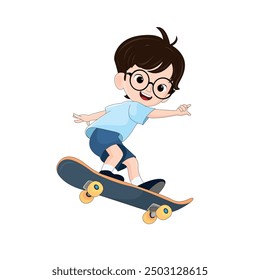 Cooler Junge auf Skateboard, Vektorgrafik