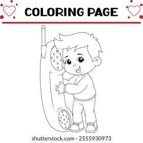 cool boy is standing coloring page for kids