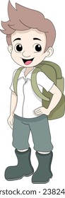 a cool boy teenager going to school with brown hair