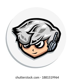 cool boy, vector illustration of cool man wearing cool headphones, for the gaming mascot logo illustration