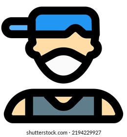 Cool boy wearing head cap and face mask.