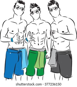 cool boys at the beach illustration