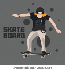 Los chicos geniales juegan al skateboard con fondo negro. Pared de deportes en la pared de patinaje artístico decorativa para niños en habitación infantil. Deportes extremos