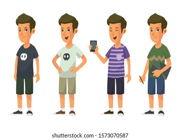 cool boys using casual style vector illustration