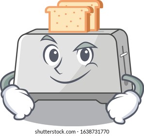 Cool bread toaster mascot character with Smirking face
