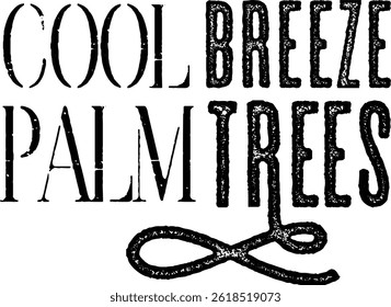 Cool Breeze Palm Trees Typography T-shirt Design, Beach T-shirt Design, summer retro boho design, Vintage Distressed, vector file, silhouette file, typewriter