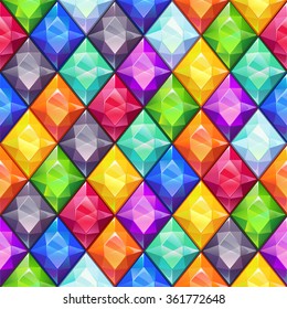 Cool bright colorful seamless pattern with rhombus shape diamonds, vector texture