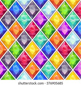 Cool bright colorful seamless pattern with rhombus shape diamonds, vector texture