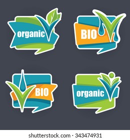 cool and bright organic stickers and labels collection