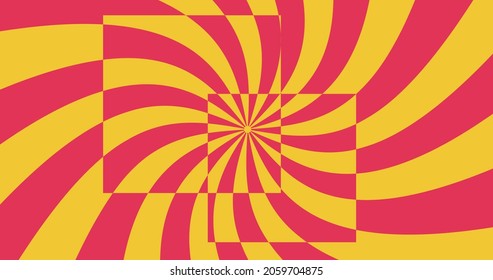 Cool heller Spiralhintergrund. Abstraktes Muster geometrischer Sonnenschutzleuchten. Optische Illusion Art Vectordesign.
