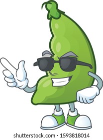 Cool and cool broad beans character wearing black glasses