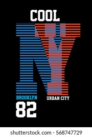 cool brooklyn new york urban city,t-shirt print poster vector illustration