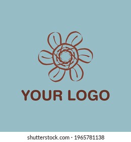 Cool Brown Flower Vector Logo Design EPS10