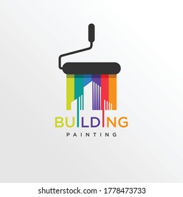 Cool building paint logo style, modern, paint, painting, construction, company, business, Premium Vector