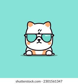 cool bulldog wearing sunglasses cartoon puppy illustration