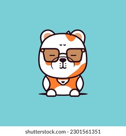 cool bulldog wearing sunglasses cartoon puppy illustration