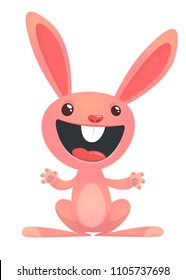 Cool bunny cartoon isolated on white background. Vector illustration