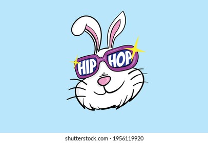 Cool bunny easter . Vintage vector typography poster with hand drawn text