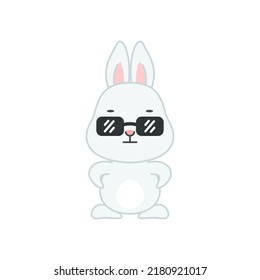 Cool Bunny Flat Cartoon Illustration Funny Stock Vector (Royalty Free ...
