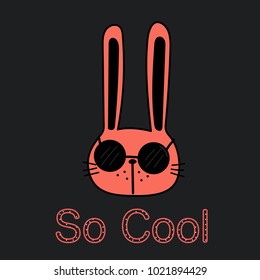 Cool Bunny Vector Illustration.