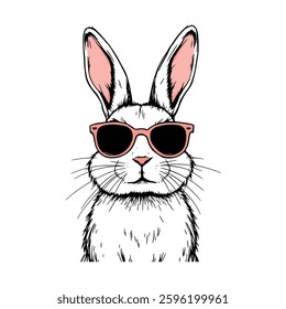 A cool bunny wearing trendy pink sunglasses, exuding a fun and laid-back vibe.