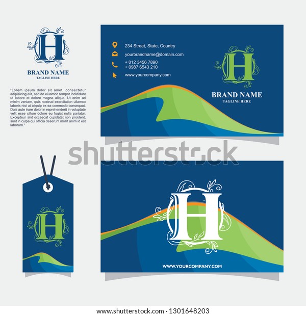 cool business card designs with monogram H\
logos with beautiful color\
backgrounds
