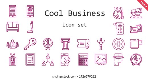 cool business icon set. line icon style. cool business related icons such as news, sofa, smartphone, maps, ticket, calculating, clock, team, clipboard, people, picture, creative