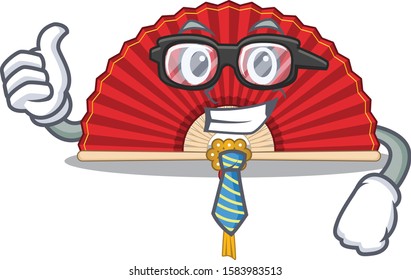 Cool Businessman chinese folding fan cartoon character