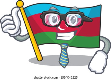 Cool Businessman flag azerbaijan with cartoon character