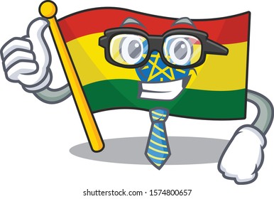Cool Businessman flag ethiopia with cartoon character