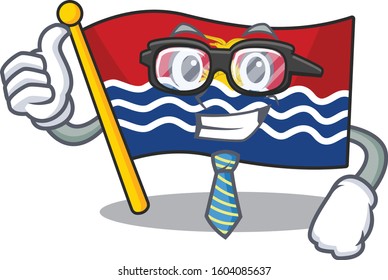 Cool Businessman flag kiribati Scroll cartoon character with glasses