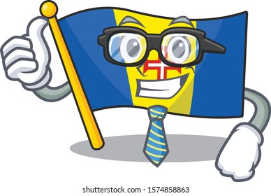 Cool Businessman flag madeira cartoon in character