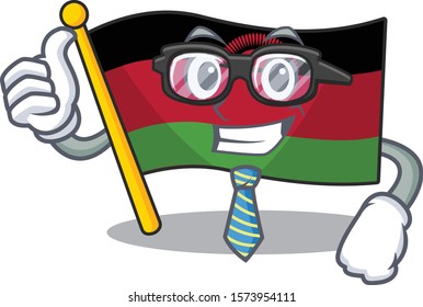 Cool Businessman flag malawi with cartoon character