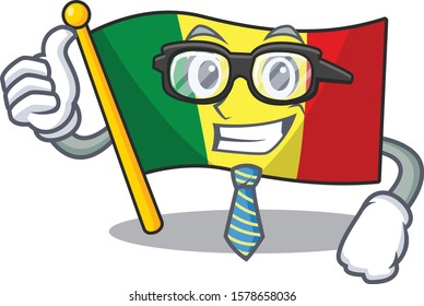 Cool Businessman flag mali cartoon in character