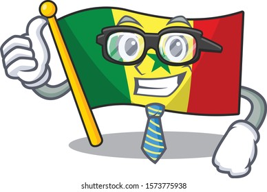 Cool Businessman Flag Senegal cartoon in character