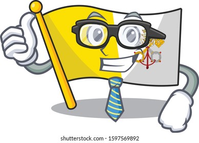 Cool Businessman flag vatican city Scroll cartoon character with glasses