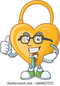 Cool Businessman love padlock cartoon character design