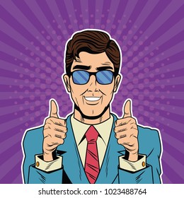 Cool Businessman pop art cartoon