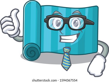 Cool Businessman yoga mattress Scroll cartoon character with glasses