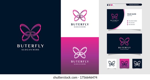 Cool Buterfly Symbol And Business Card. Beauty, Spa, Premium Vector