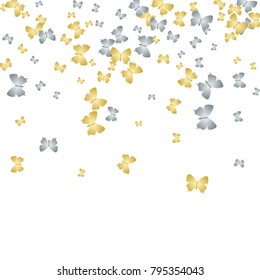 Cool butterfly cloth vip backdrop on white. Nature butterfly linen theme vector with gold and silver metallic silhouette. Premium repeating insect fabric clipart for luxury wallpaper.