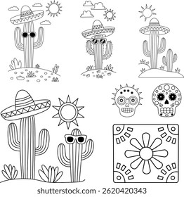 Cool Cactus Coloring Page, Cute Cactus Coloring Page Fiesta Fun in the Desert