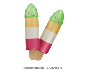 cool cactus popsicle icon 3d illustration render